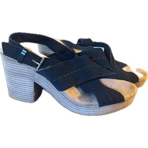 Toms Black Strappy Women's Sandals-Ibiza-